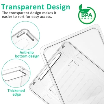 KAMOTA 6-Pack Clear Plastic Storage Bins with Lids
