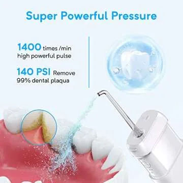Water Flosser for Teeth, Enpuly Mini Portable Rechargeable Dental Oral Flossing Irrigator for Braces with 5 Jet Tips, 3 Modes & IPX8 Waterproof, for Travel & Home White
