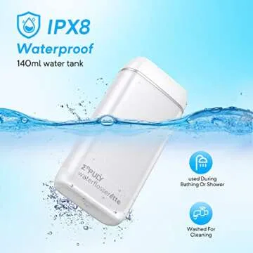 Water Flosser for Teeth, Enpuly Mini Portable Rechargeable Dental Oral Flossing Irrigator for Braces with 5 Jet Tips, 3 Modes & IPX8 Waterproof, for Travel & Home White