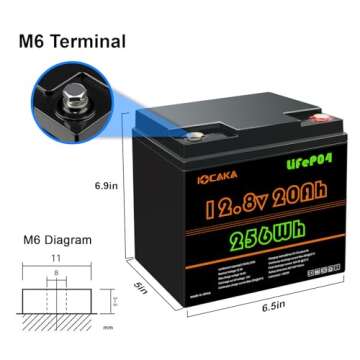 IOCAKA LiFePO4 12V 20Ah Battery, 4000+ Cycles Rechargeable Lithium Battery, Built-in BMS, Perfect fo...