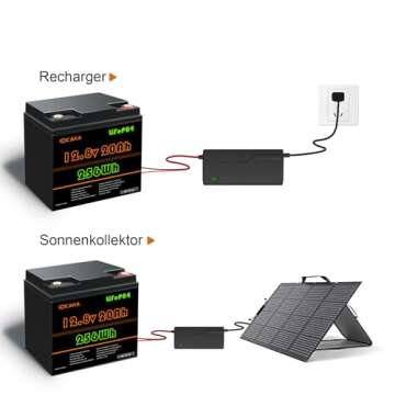IOCAKA LiFePO4 12V 20Ah Battery, 4000+ Cycles Rechargeable Lithium Battery, Built-in BMS, Perfect for Ride on Toys, Scooters, Fish Finders, Small UPS