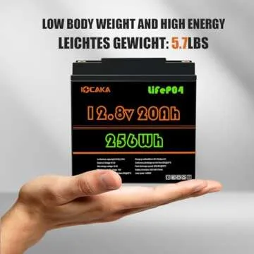 IOCAKA LiFePO4 12V 20Ah Battery, 4000+ Cycles Rechargeable Lithium Battery, Built-in BMS, Perfect for Ride on Toys, Scooters, Fish Finders, Small UPS