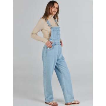 ANRABESS Womens Jean Overalls Loose Fit Adjustable Strap Denim Jumpsuits Rompers Bib Overall 2025 Spring Fashion Work Outfits Washed Azure X-Small
