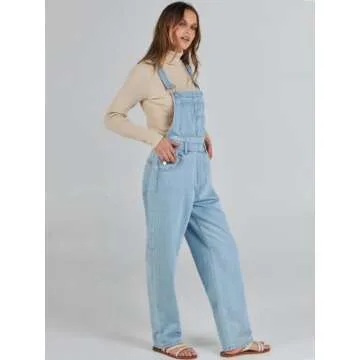 ANRABESS Womens Jean Overalls Loose Fit Adjustable Strap Denim Jumpsuits Rompers Bib Overall 2025 Spring Fashion Work Outfits Washed Azure X-Small