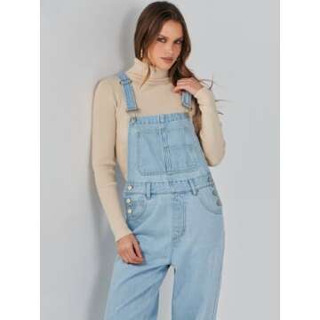 ANRABESS Womens Jean Overalls Loose Fit Adjustable Strap Denim Jumpsuits Rompers Bib Overall 2025 Spring Fashion Work Outfits Washed Azure X-Small