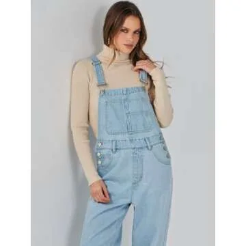 ANRABESS Womens Jean Overalls Loose Fit Adjustable Strap Denim Jumpsuits Rompers Bib Overall 2025 Spring Fashion Work Outfits Washed Azure X-Small