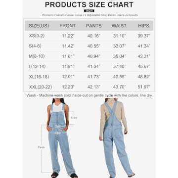 ANRABESS Womens Jean Overalls Loose Fit Adjustable Strap Denim Jumpsuits Rompers Bib Overall 2025 Spring Fashion Work Outfits Washed Azure X-Small