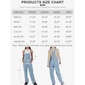 ANRABESS Womens Jean Overalls Loose Fit Adjustable Strap Denim Jumpsuits Rompers Bib Overall 2025 Spring Fashion Work Outfits Washed Azure X-Small