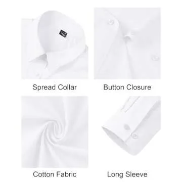 J.VER Womens Button Down Shirt Long Sleeve Dress Shirts Stretch Solid Work Blouse Collared Shirts for Business Office White