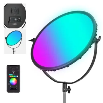NEEWER 18" RGB LED Round Panel Video Light with APP Control, 65W 6000Lux/0.5m 2500K-8500K RGBCW Phot...