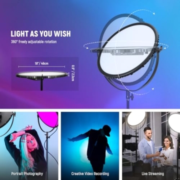 NEEWER 18" RGB LED Round Panel Video Light with App Control