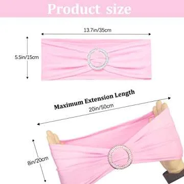 Zhongyuan Spandex Chair Sashes Elastic Chair Bows Stretch Chair Bands Ties with Buckle for Wedding B...