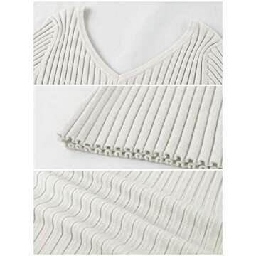 Jeanewpole1 Women's V Neck Knit Slim Fit Sweater for Elegance