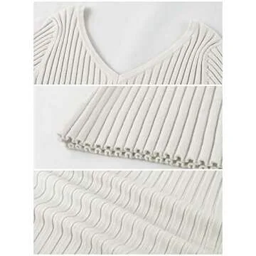 Jeanewpole1 Women's V Neck Knit Slim Fit Sweater for Elegance