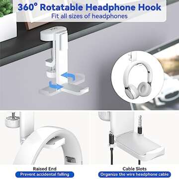 KDD 4 in 1 Desk Cup Holder - Rotating Headphone and Storage Holder