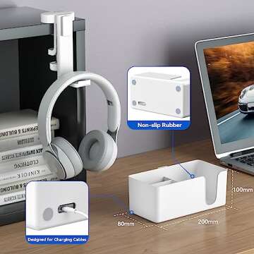 KDD 4 in 1 Desk Cup Holder - Rotating Headphone and Storage Holder