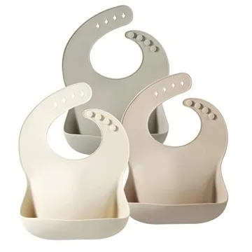 PandaEar Silicone Baby Bibs 3-Pack - Adjustable, Waterproof & BPA Free