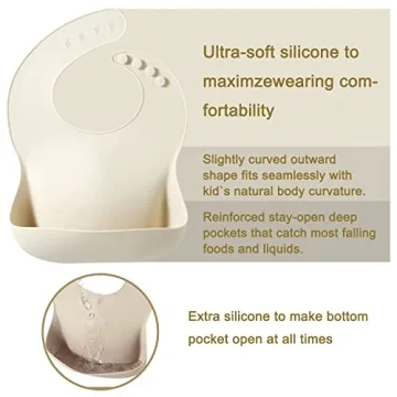 PandaEar Silicone Baby Bibs Adjustable Waterproof BPA Free