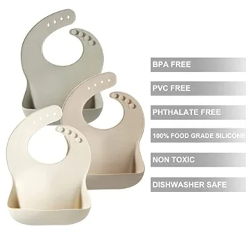 PandaEar Silicone Baby Bibs Adjustable Waterproof BPA Free