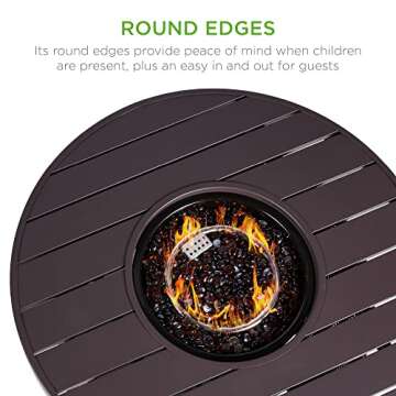 Best Choice Products 32in Round Gas Fire Pit Table, 50,000 BTU Outdoor Wicker Patio Propane Firepit ...