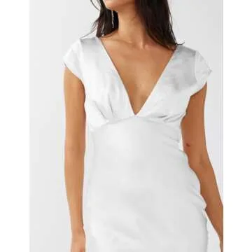 Halfisland Satin V Neck Dress for Elegant Summer Outings