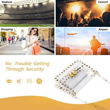 LZXYBIN Clear Purse Stadium Approved, Clear Crossbody Bag PGA Stadium Approved Bags, Adjustable Shoulder Straps with Fashion Rivet Decor, Clear Handbag for Sports Concert Party