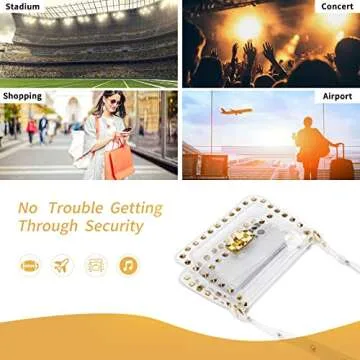 LZXYBIN Clear Purse Stadium Approved, Clear Crossbody Bag PGA Stadium Approved Bags, Adjustable Shoulder Straps with Fashion Rivet Decor, Clear Handbag for Sports Concert Party