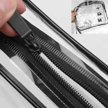 ANRUI 3pcs TSA-Approved Clear Travel Toiletry Bag With Handle Strap, Airline Kit 3-1-1 Clear Liquids Toiletries & Cosmetics Organizer Carry-On Luggage for Women and Men - Black