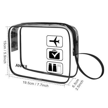 ANRUI 3pcs TSA-Approved Clear Travel Toiletry Bag With Handle Strap, Airline Kit 3-1-1 Clear Liquids Toiletries & Cosmetics Organizer Carry-On Luggage for Women and Men - Black