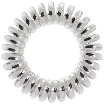 10 pack Painless PATENTED OOO Hair Ties. Ponytail holder spiral coil traceless hair bands. For all types of hair. LARGE SIZE (Metallics)