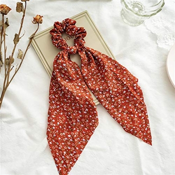 Chiffon Floral Hair Scarf & Scrunchies Set for Women