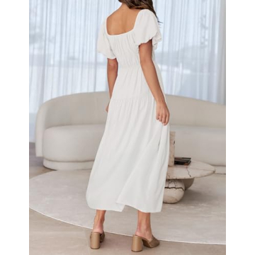 ZESICA Stylish Boho Off Shoulder Midi Dress for Women