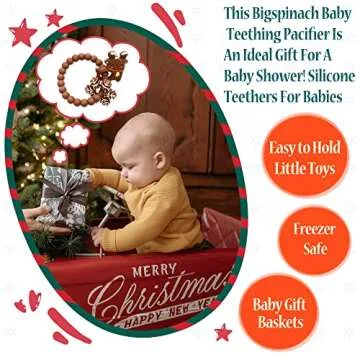 BIGSPINACH Christmas Teether with Toy Reindeer and Snowflake Christmas Silicone Rattles and Teething Ring Blind Box for Baby First Christmas Gifts (2PC) …