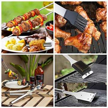 BBQ Tools Set Barbecue Extra Strong Stainless Steel Utensils with Aluminum Storage Case-Barbecue Kit Men Outdoor Grill Kit for Dad Father's Gift (24)