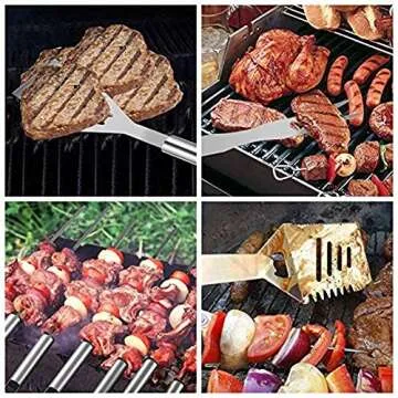 BBQ Tools Set Barbecue Extra Strong Stainless Steel Utensils with Aluminum Storage Case-Barbecue Kit Men Outdoor Grill Kit for Dad Father's Gift (24)