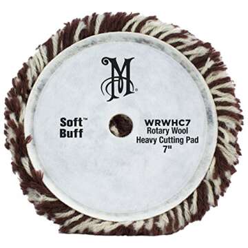 Meguiar's 7" Soft Buff Rotary Heavy Cutting Wool Pad WRWHC7 - Professional Heavy Cutting Pad for Pre...