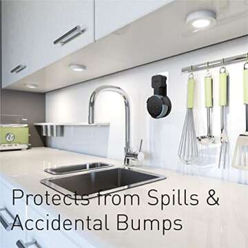 Macally Echo Dot Wall Mount Holder for Amazon Alexa 3rd Gen Speaker - Compact Bracket Stand Saves Home & Kitchen Counter - Plug In Hanger Accessories without Messy Wires - Black