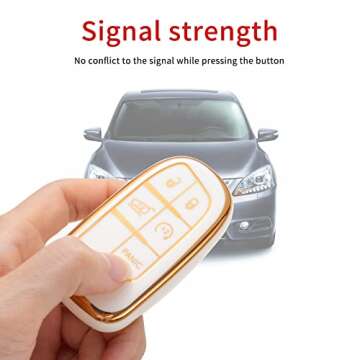 Saimui Keychain Case For Jeep Grand Cherokee Wrangler Compass Cherokee Renegade Patriot Grand Comander 3 4 5 Key Protector, White