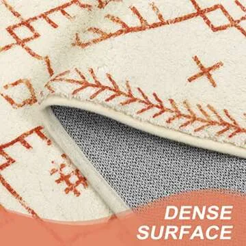 Uphome Bathroom Rugs 20x31 inch Orange Distressed Boho Bath Mat Non-Slip Vintage Moroccan Geometric Farmhouse Bath Rug Soft Microfiber Machine Washable Floor Mats for Bathroom Tub Sink Shower