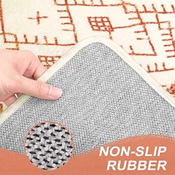 Uphome Bathroom Rugs 20x31 inch Orange Distressed Boho Bath Mat Non-Slip Vintage Moroccan Geometric Farmhouse Bath Rug Soft Microfiber Machine Washable Floor Mats for Bathroom Tub Sink Shower