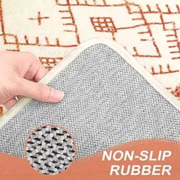 Uphome Bathroom Rugs 20x31 inch Orange Distressed Boho Bath Mat Non-Slip Vintage Moroccan Geometric Farmhouse Bath Rug Soft Microfiber Machine Washable Floor Mats for Bathroom Tub Sink Shower