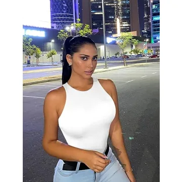 LCNBA Women's Sexy High Neck Sleeveless Bodysuit Fashion Top