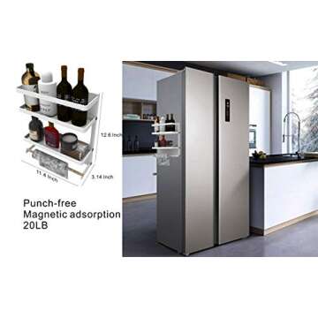 Magnetic Spice Rack Organizer,2 Tier Refrigerator Spice Storage Shelf, Also Suitable For Perforated Installation on Kitchen Walls,Can Hold spices,Drink Can and Sesame Oil,White By Cq acrylic