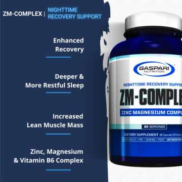 Gaspari Nutrition ZM-Complex: Nighttime Muscle Recovery and Healthy Sleep Support for Men and Women ...