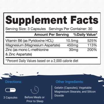 Gaspari Nutrition ZM-Complex: Nighttime Muscle Recovery and Healthy Sleep Support for Men and Women - Zinc, Magnesium, Vitamin B-6, 90 Capsules