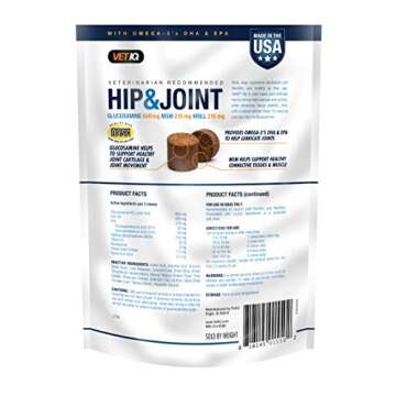 VetIQ Hip & Joint Supplement for Dogs, Anti Inflammatory Joint Support, Glucosamine, MSM, and Krill,...