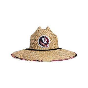 FOCO mens Ncaa College Team Logo Floral Sun Straw Hat, Team Logo, One Size US