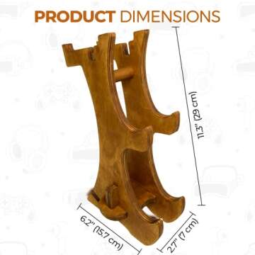 ROSTMARYGIFT Wooden Controller Stand - Dual Game Controller Holder, Headphone Hanger and Phone Stand...