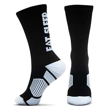 ChalkTalkSPORTS Wrestling Performance Crew Socks - Eat Sleep Wrestle - Mid-Calf Socks - Adult