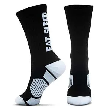 ChalkTalkSPORTS Wrestling Performance Crew Socks - Eat Sleep Wrestle - Mid-Calf Socks - Adult